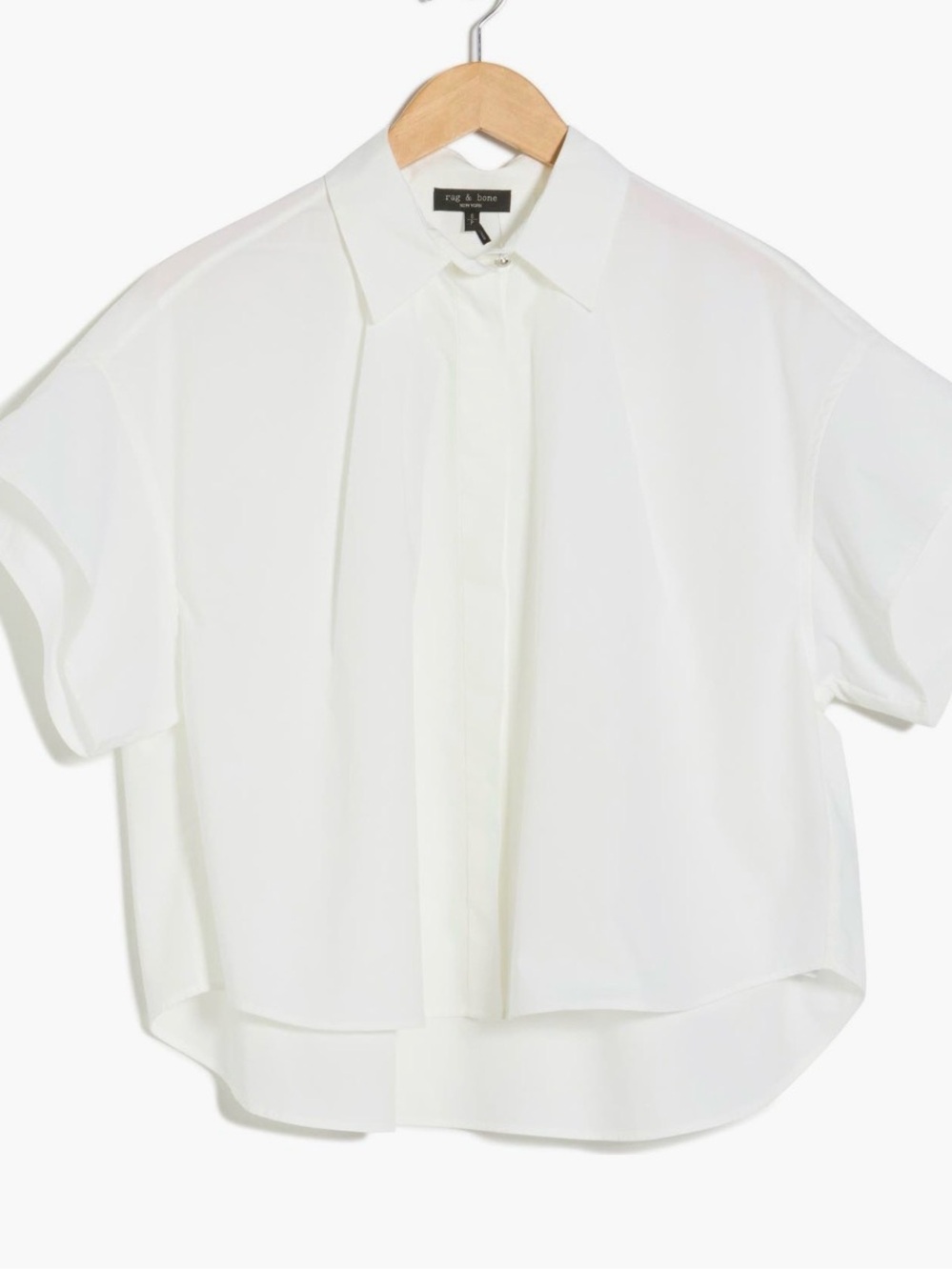 rag & bone White Short-Sleeve Pleated Button-Front Shirt